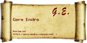 Gere Endre névjegykártya